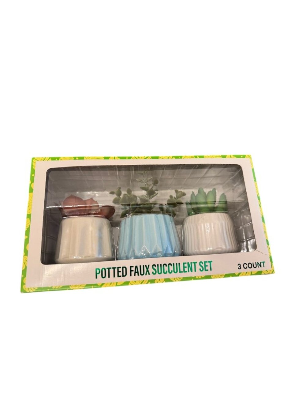 New set of three potted faux succulent set
